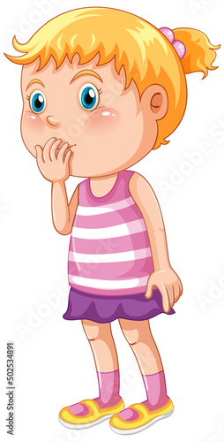 Cute girl wearing pink shirt cartoon character