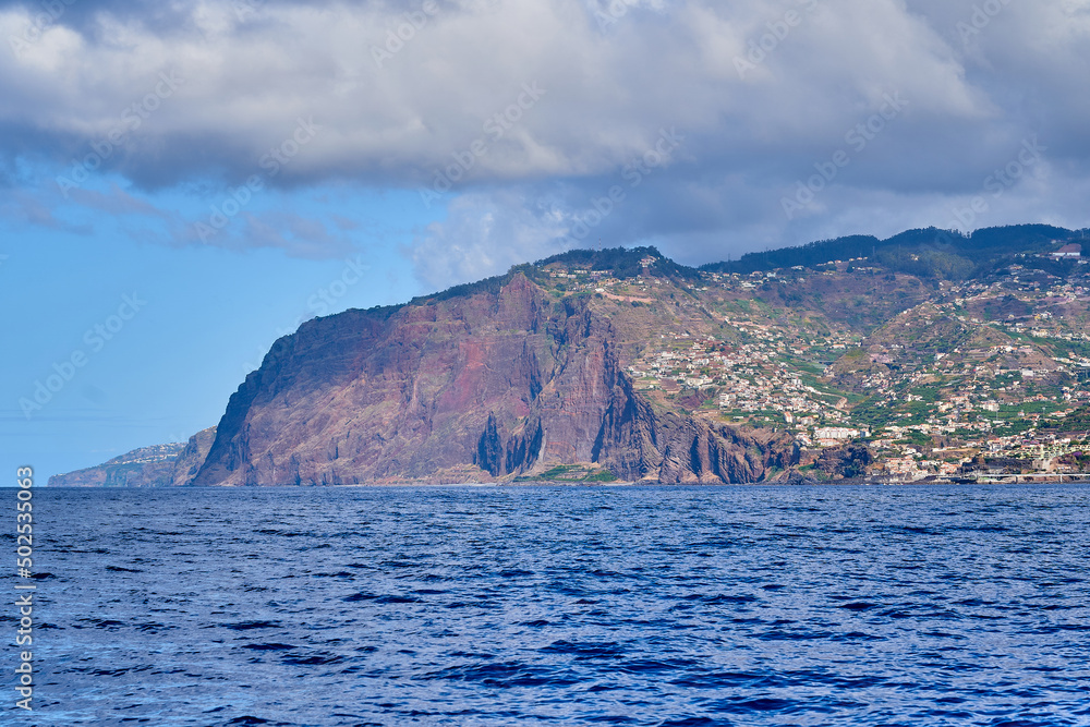 View of the highest sea cliff in the world Cabo Girao from the ocean View of the highest sea cliff in the world Cabo Girao from the ocean