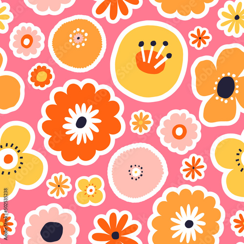 Beautiful Floral Seamless Pattern. Botanical texture with different flowers. 
