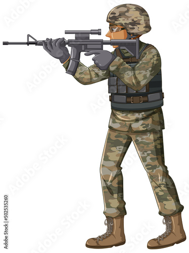 Soldier in uniform cartoon character