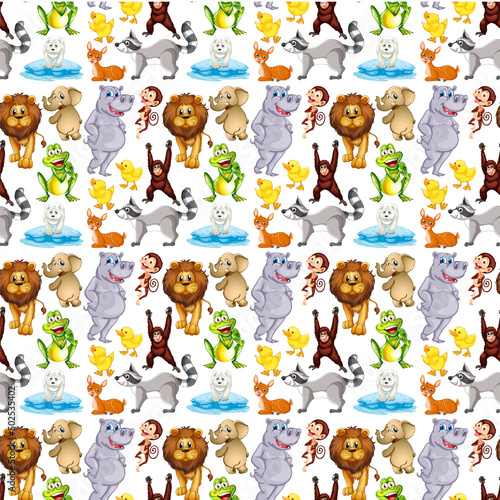 Cute animals cartoon set on white background