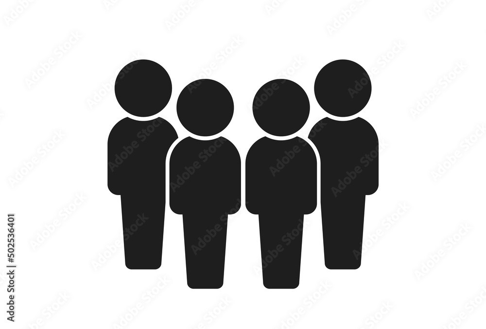立っている4人の人のアイコン・ピクトグラム - チーム・集団のイメージ素材
