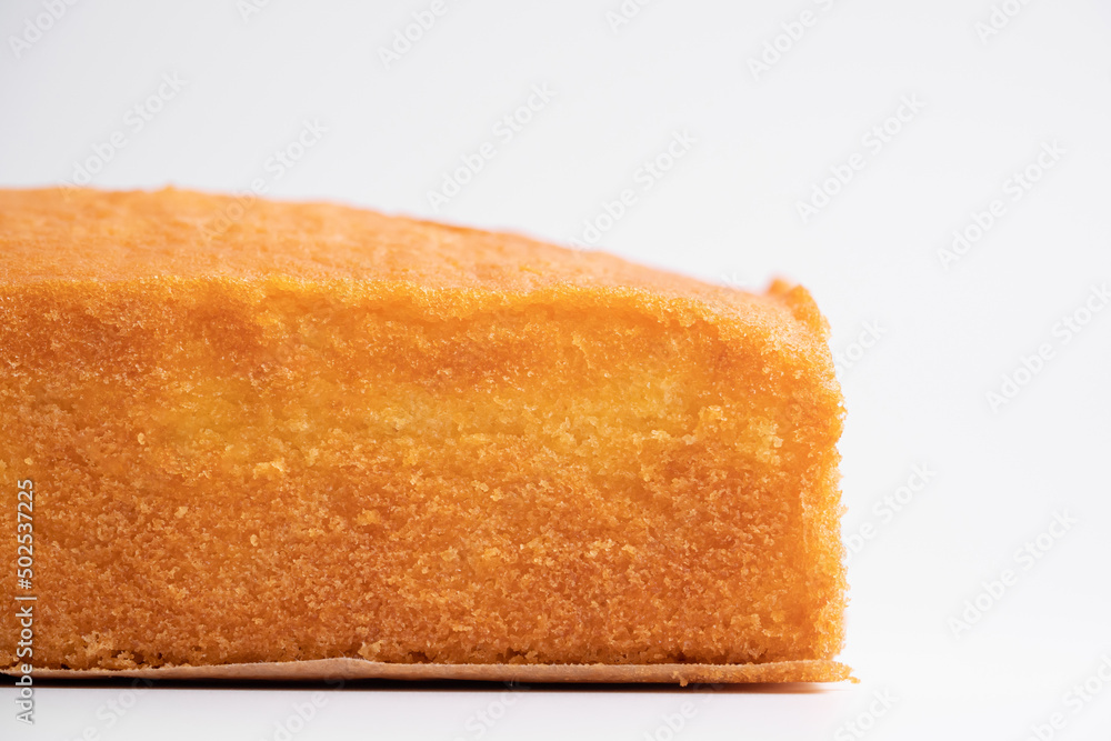 Homemade butter cakes close up on isolated white background