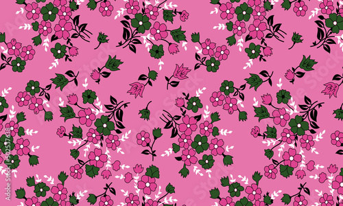 Fotografie Seamless floral pattern with tropical flowers, watercolor