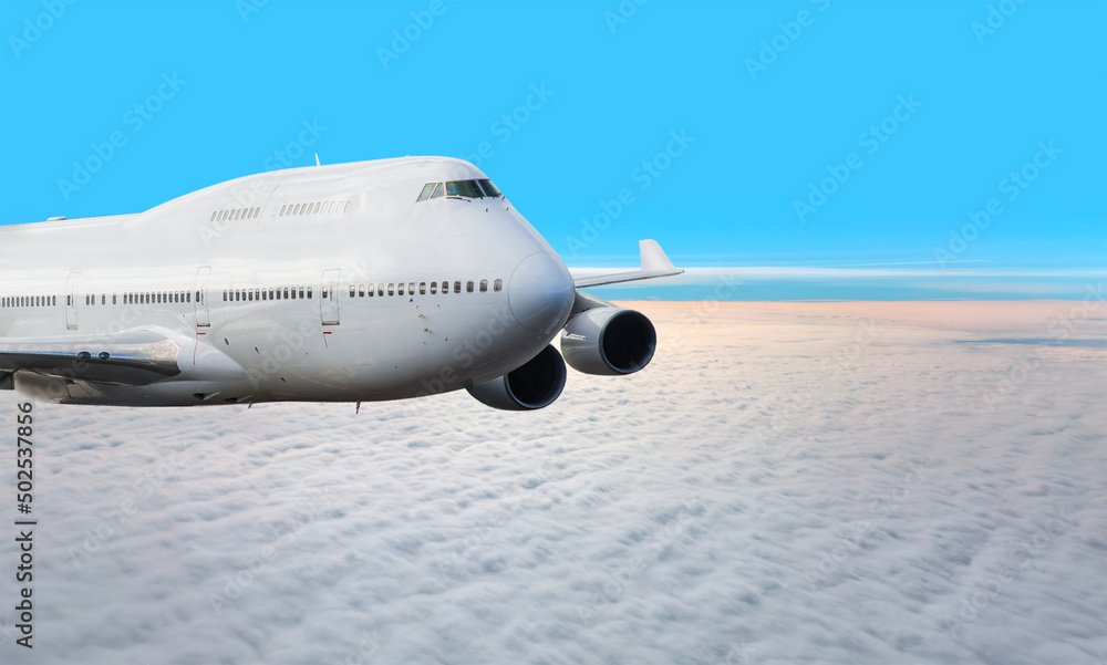 Giant passenger airplane in the sky - Travel by airtransport