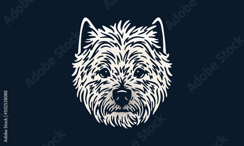 West Highland White Terrier on dark background. Color vector illustration of a dog. Portrait isolated.