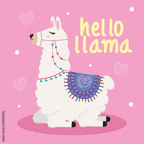hello llama lettering