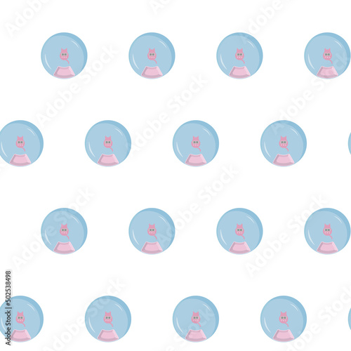 Seamless pattern with cat feeder