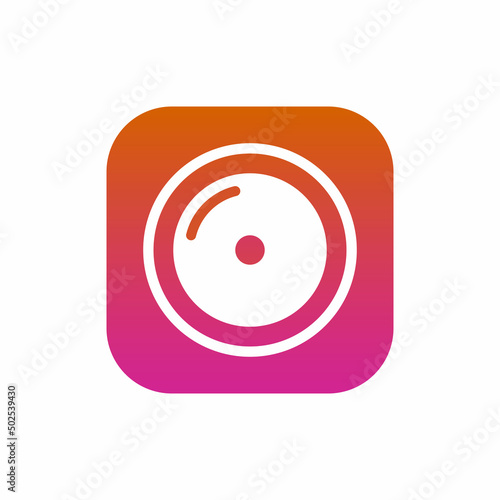 Lens icon for video or photo camera mobile app vector or web cam lense surveillance application flat modern illustration graphic, idea of social network for picture sharing pictogram clipart image