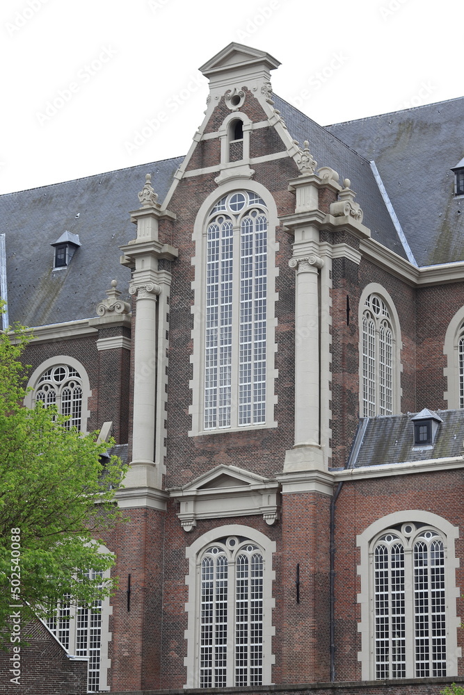 Amsterdam Westerkerk Church Exterior Detail with Windows and Columns, Netherlands Amsterdam Westerkerk Church Exterior Detail with Windows and Columns, Netherlands