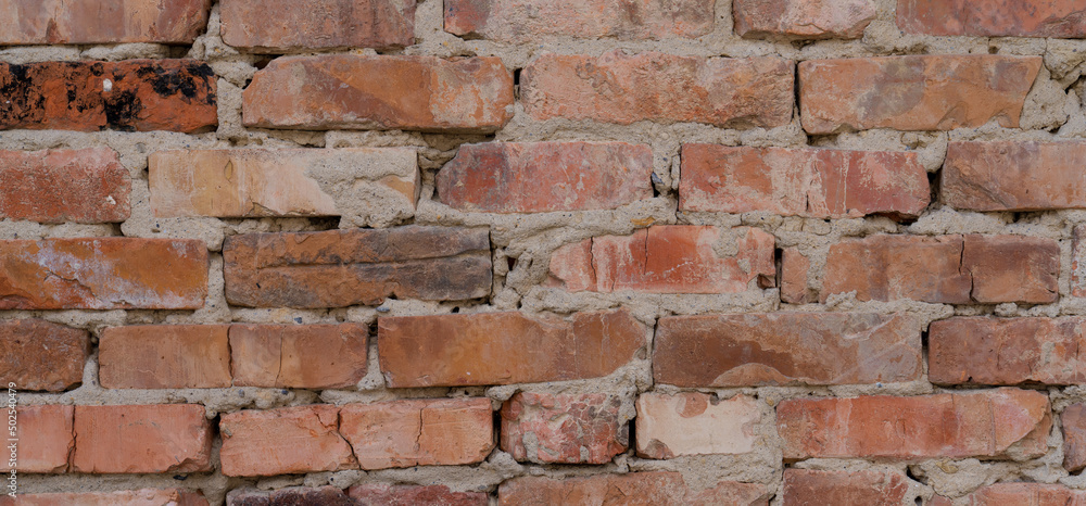 Red brick wall, close-up, old brickwork background Red brick wall, close-up, old brickwork background