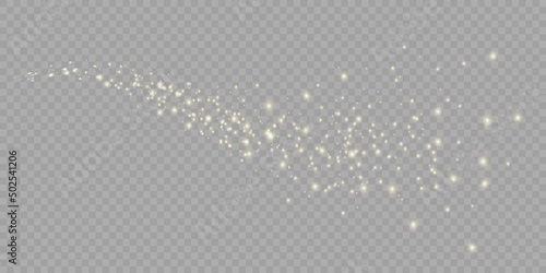 Vector golden sparkling falling star. Stardust trail. Cosmic glittering wave.	