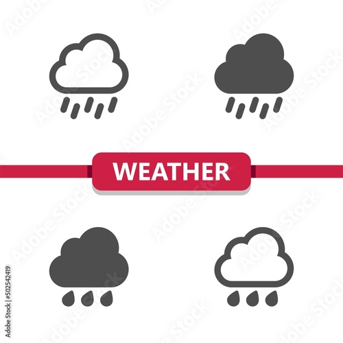 Weather Icons - Cloud, Cloudy, Rain, Raining
