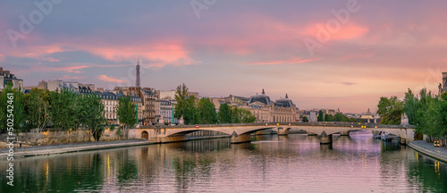 Paris city skyline with eiffel tower cityscape of France