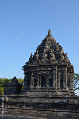 Exploring the temple of Prambanan in Central Java, Indonesia at sunset and enjoying the magnificent views and architecture