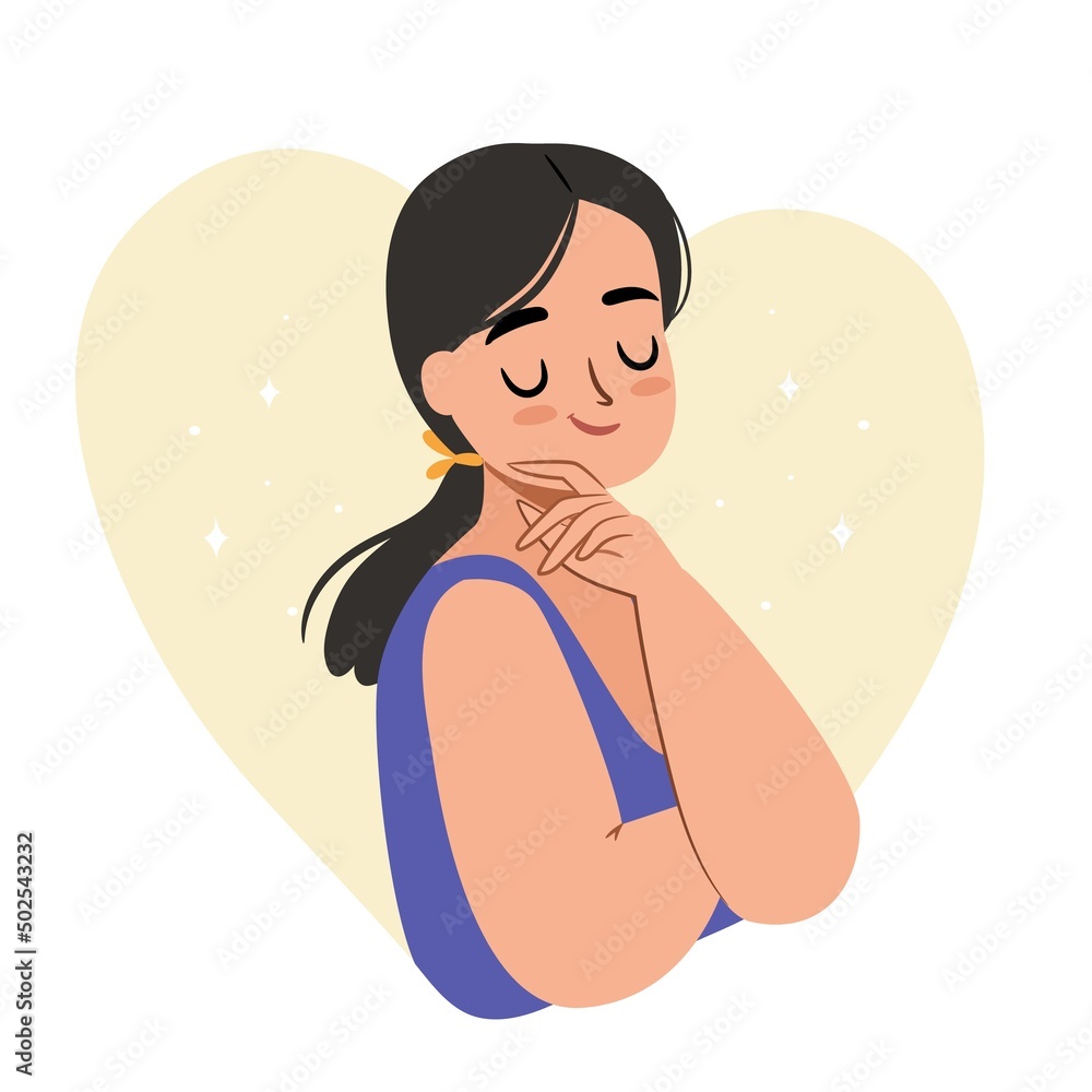 Self love concept. Curvy woman isolated character. Flat vector illustration. Self love concept. Curvy woman isolated character. Flat vector illustration.