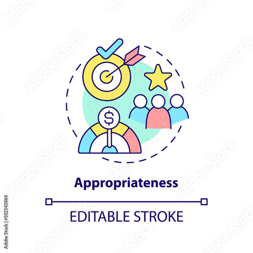 Appropriateness concept icon. Correct project. International cooperation concept abstract idea thin line illustration. Isolated outline drawing. Editable stroke. Arial, Myriad Pro-Bold fonts used