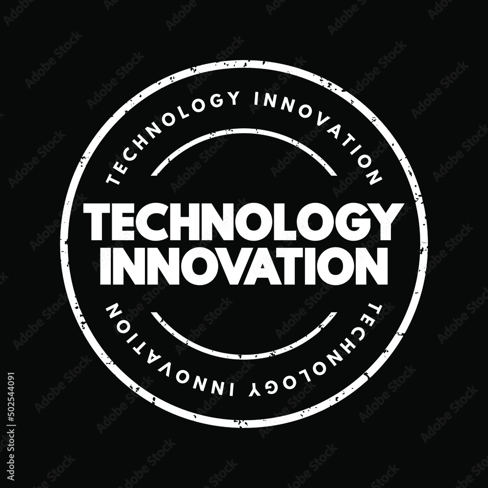 Technology Innovation text stamp, concept background