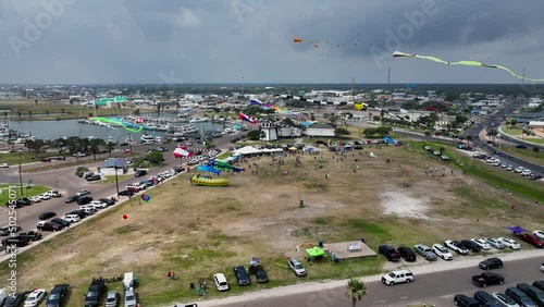 Kite Festival in Rockport, Texas on a cloudy day photo