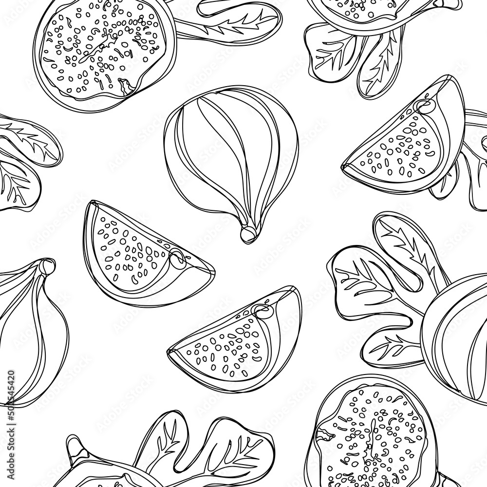 Seamless pattern with figs and leaves on white background. Seamless pattern with figs and leaves on white background.