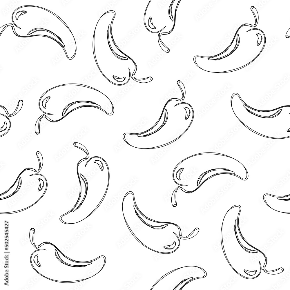 Hand draw chili peppers seamless pattern. Hand draw chili peppers seamless pattern.