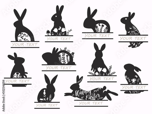 Set of bunny split monograms.