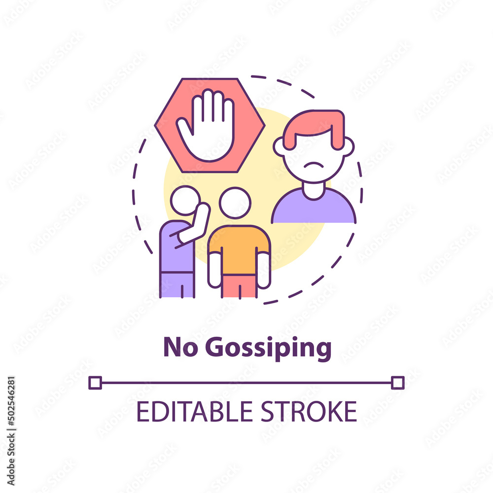 No gossiping concept icon. Do not spread rumors. Social etiquette abstract idea thin line illustration. Isolated outline drawing. Editable stroke. Arial, Myriad Pro-Bold fonts used No gossiping concept icon. Do not spread rumors. Social etiquette abstract idea thin line illustration. Isolated outline drawing. Editable stroke. Arial, Myriad Pro-Bold fonts used