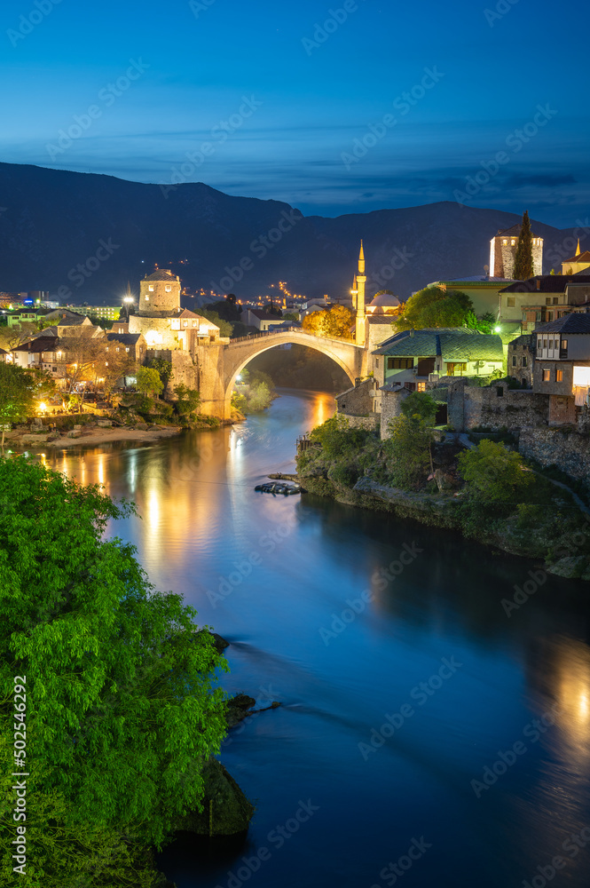 View of Mostar at Dusk, Bosnia and Herzegovina