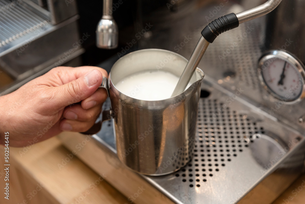 heating the milk in a coffee machine