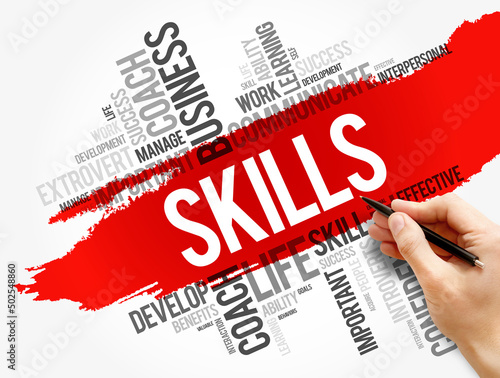 SKILLS word cloud collage, business concept background