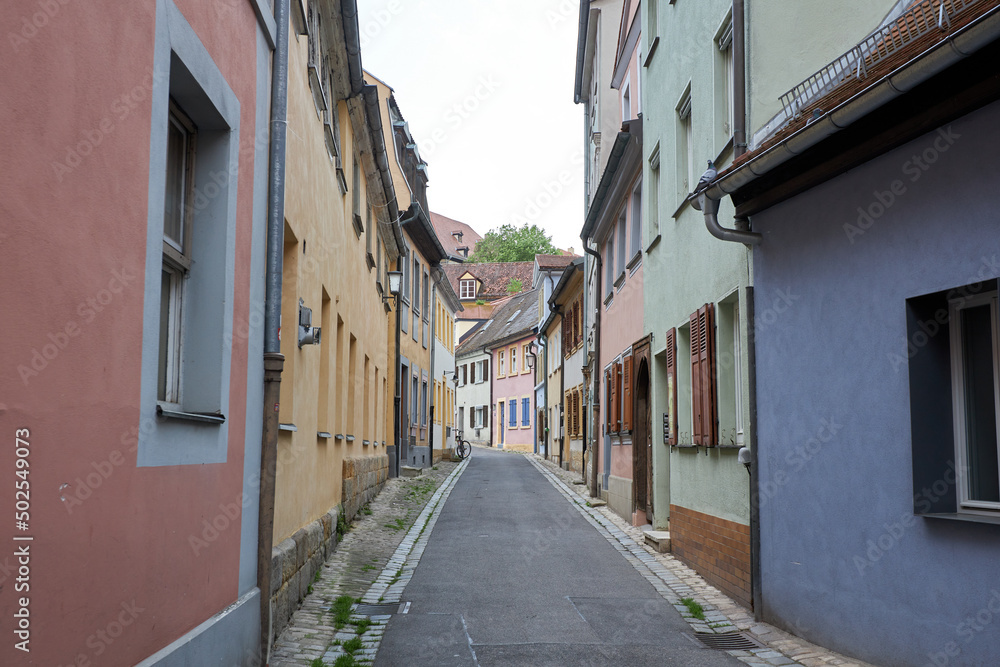 Bamberg old narrow road in Medieval city in Germany