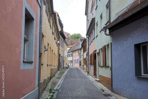 Bamberg old narrow road in Medieval city in Germany