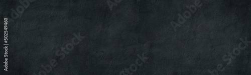 Panel kuchenny z motywem Black old cracked concrete wall wide panoramic texture. Dark gray abstract grunge background