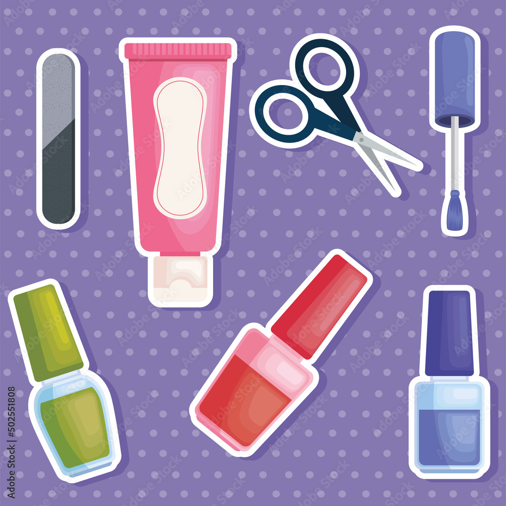 seven manicure service icons seven manicure service icons