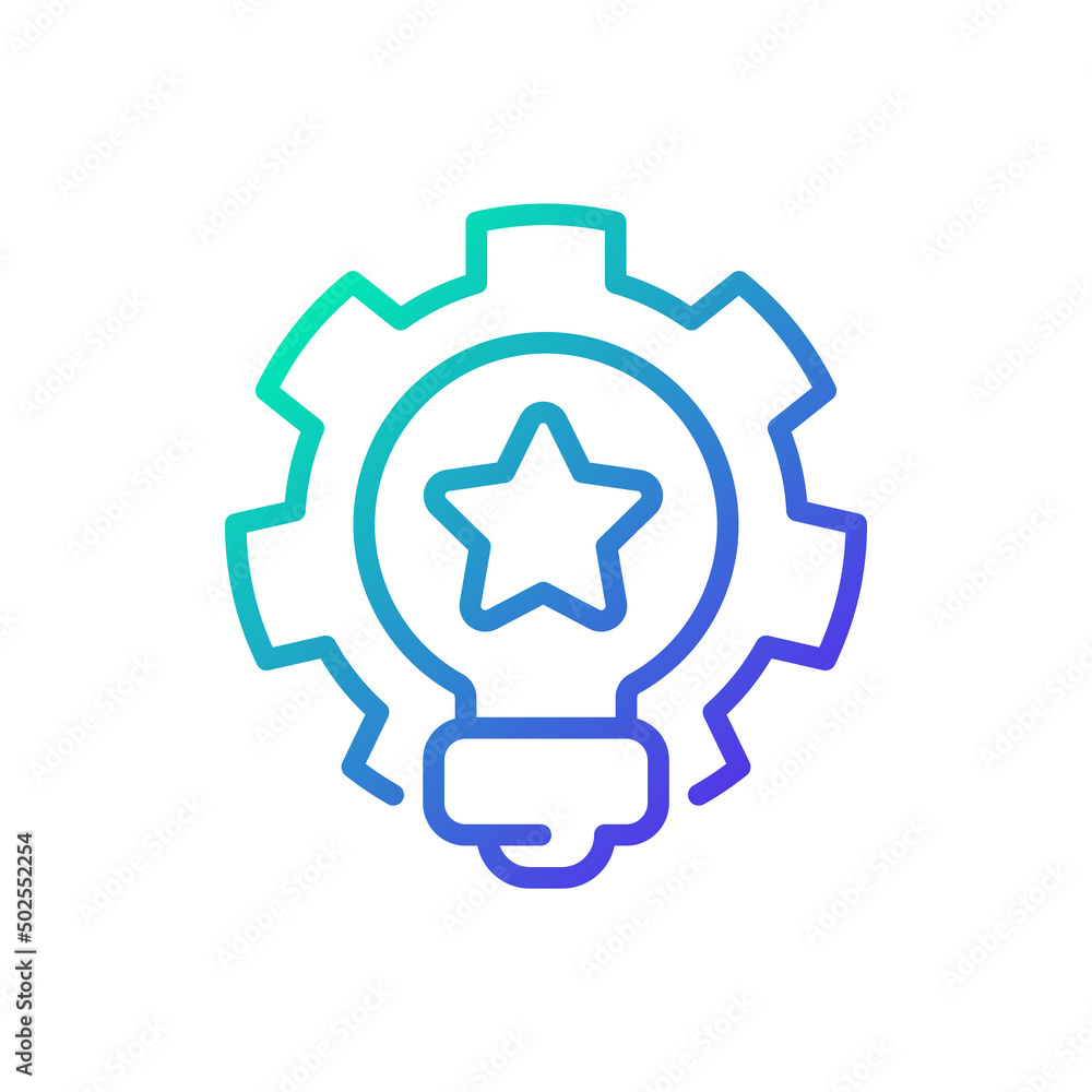 Branding gradient linear vector icon. Improve brand recognition. Company identity. Creating positive perception. Thin line color symbol. Modern style pictogram. Vector isolated outline drawing Branding gradient linear vector icon. Improve brand recognition. Company identity. Creating positive perception. Thin line color symbol. Modern style pictogram. Vector isolated outline drawing