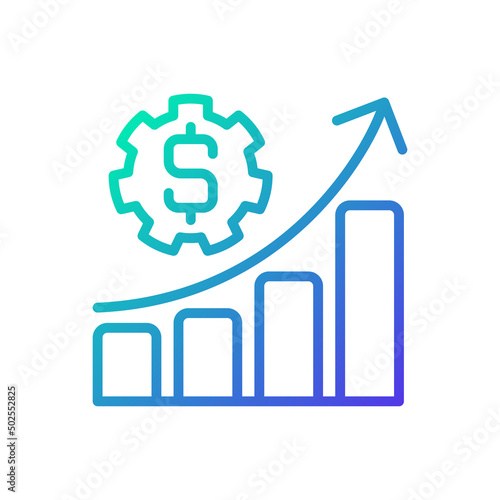Budget gradient linear vector icon. Estimated revenue. Tracking income and expenses. Organizing finances. Thin line color symbol. Modern style pictogram. Vector isolated outline drawing