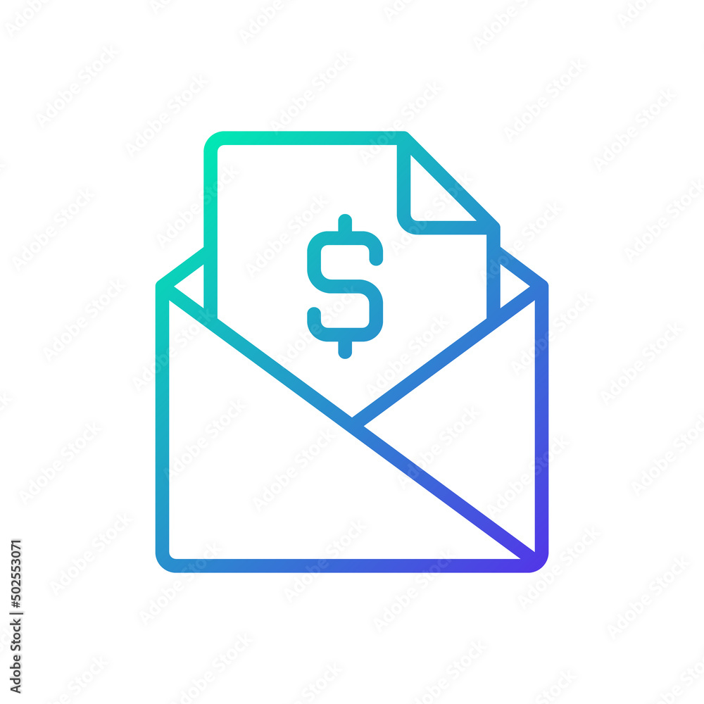 Mailing gradient linear vector icon. Send documents, contracts. Workplace email etiquette. Professional communication. Thin line color symbol. Modern style pictogram. Vector isolated outline drawing Mailing gradient linear vector icon. Send documents, contracts. Workplace email etiquette. Professional communication. Thin line color symbol. Modern style pictogram. Vector isolated outline drawing