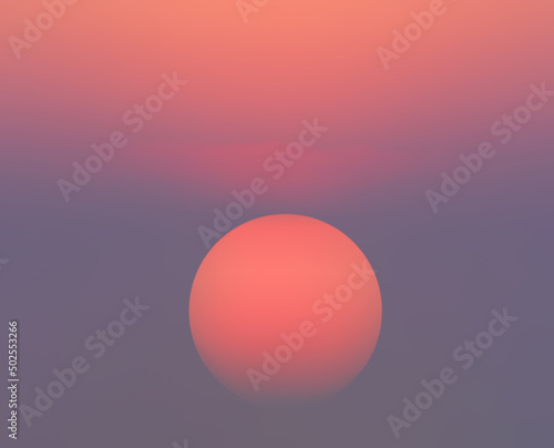 background of big red sun at sunset sky