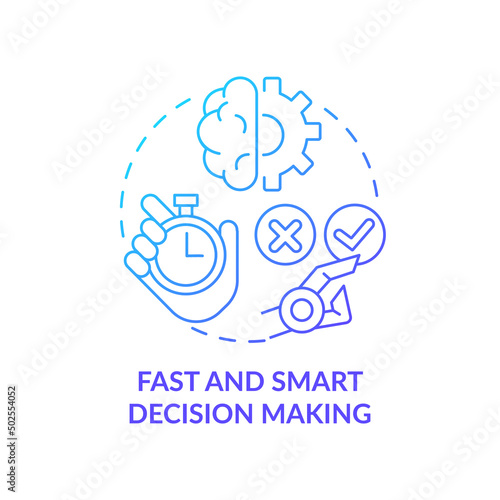 Fast and smart decision making blue gradient concept icon. Artificial intelligence advantage abstract idea thin line illustration. Isolated outline drawing. Myriad Pro-Bold font used
