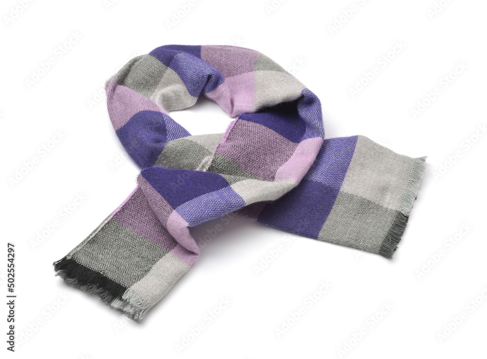 Blue plaid woolen scarf