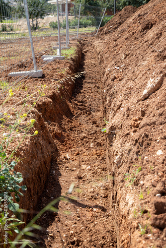 Preparation of the ground to start with the foundation of the structure, new work photo