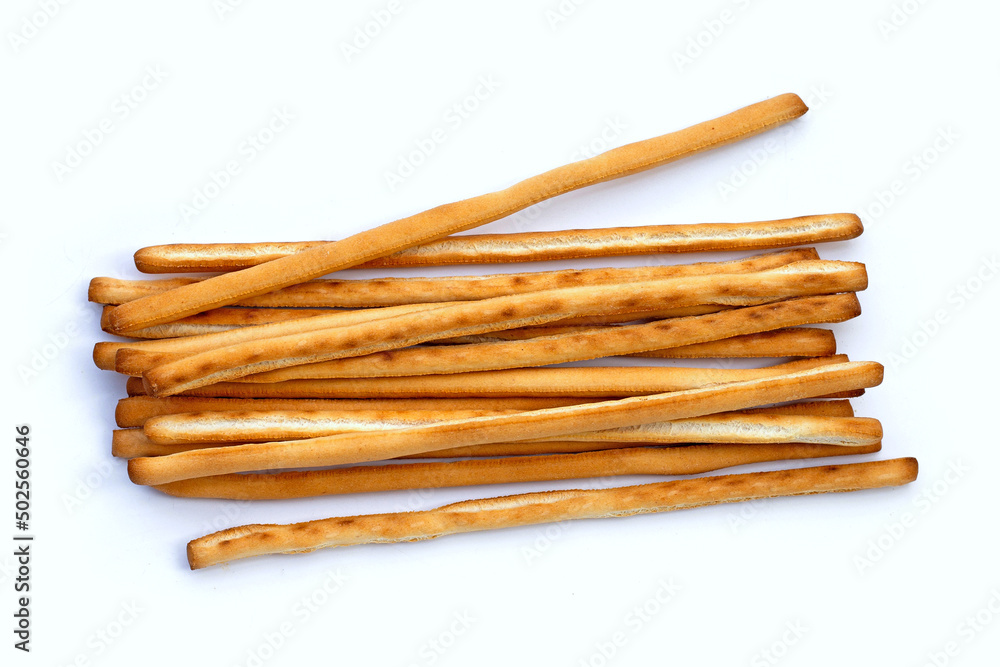 Bread sticks on white background