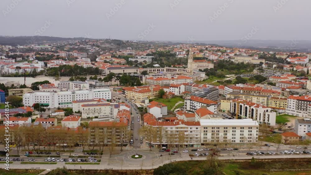 Aerial view around the Sanctuary of Our Lady of Fatima, in Portugal - wide, orbit, drone shot Aerial view around the Sanctuary of Our Lady of Fatima, in Portugal - wide, orbit, drone shot