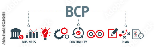 Fotografia, Obraz BCP acronym -  Business continuity planning concept on white background