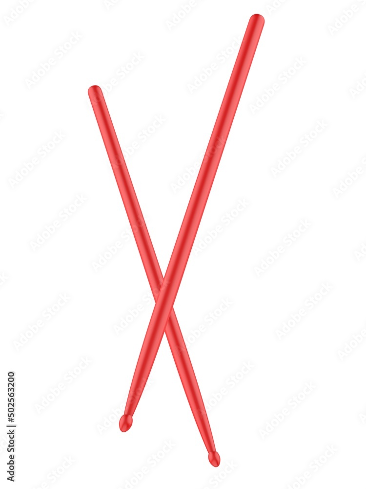 Blank Drum sticks Template, 3d render illustration. Blank Drum sticks Template, 3d render illustration.