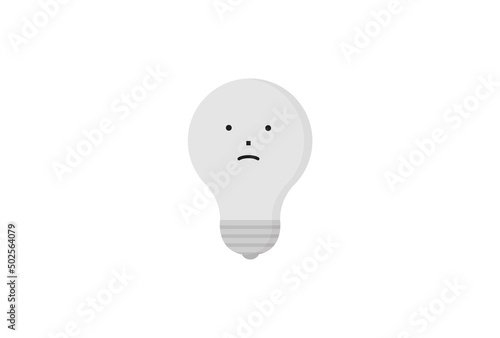 困った顔の光っていない暗い豆電球 - 電源オフ･考え中･停電のイメージ素材 