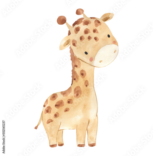 Watercolor giraffe. Safari animal Illustration for kids
