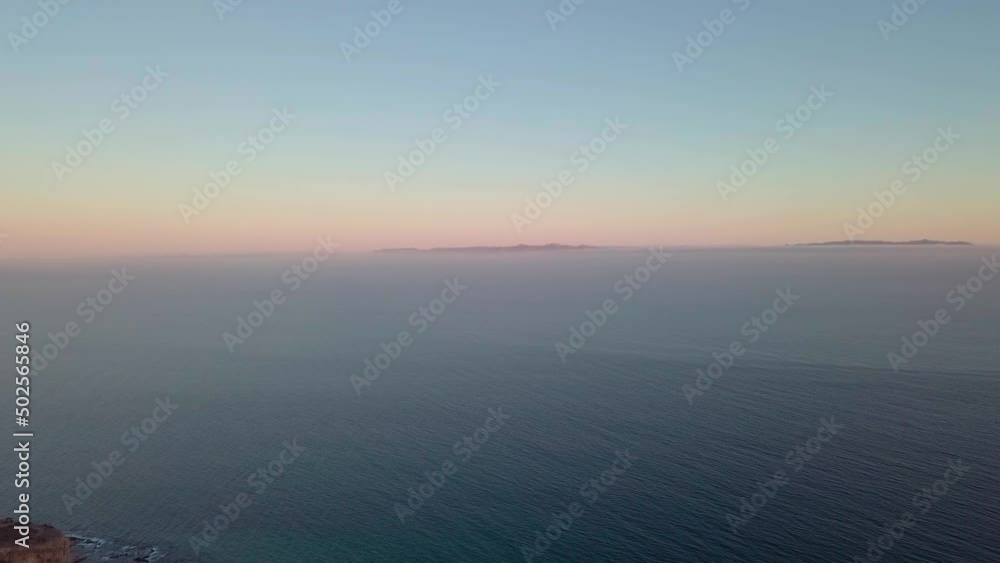 Aerial view over ocean surface with waves aerial, horizon. Up high, California Aerial view over ocean surface with waves aerial, horizon. Up high, California