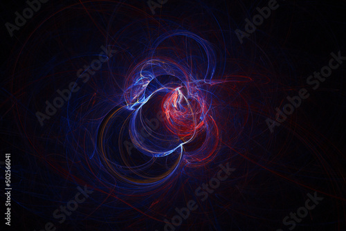 Technology and futuristic light effect 3d background visualization. Abstract 3d illustration of wavy neon streaks