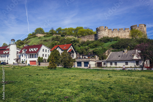 Houses and castle in Devin, part of Bratislava city, Slovakia